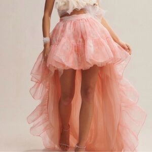 LoveShackFancy Tola Skirt in Coral Romance